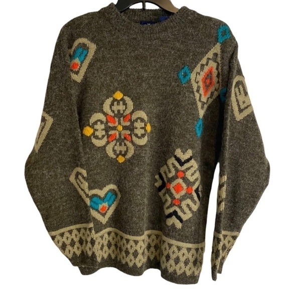 Vintage Crewneck Sweater Adult Size Small Knit 80s 90s Geometric - Picture 1 of 6